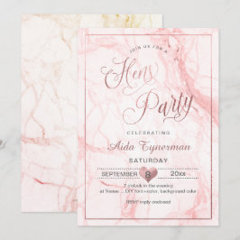 PixDezines Hens Party Imitats Rose Gold Script+Mar Einladung
