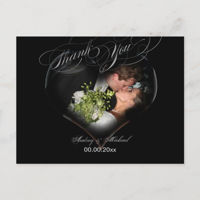 PixDezines Herz Foto Frame/Hochzeit Vielen Dank Postkarte (Vorderseite)