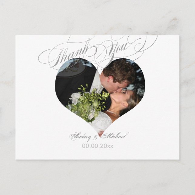 PixDezines Herz Foto Frame/Hochzeit Vielen Dank Postkarte (Vorderseite)