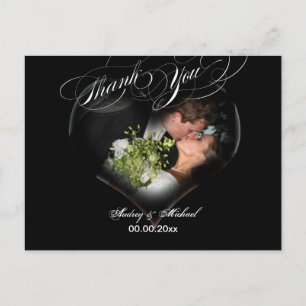 PixDezines Herz Foto Rahmen/Schwarz/Vielen Dank Postkarte