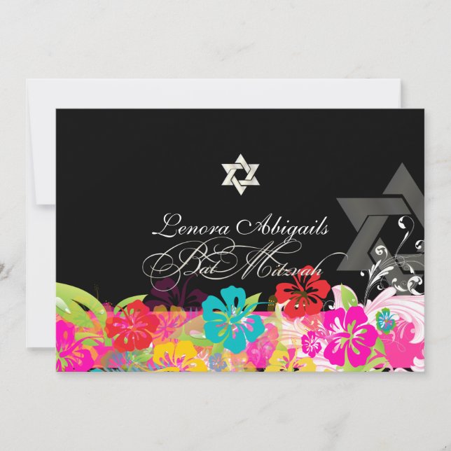 PixDezines Hibiskus/Bat Mitzvah Einladung (Vorderseite)