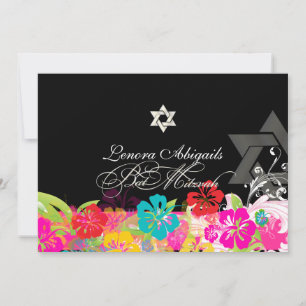 PixDezines Hibiskus/Bat Mitzvah Einladung