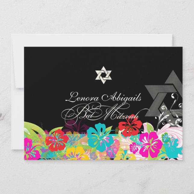 PixDezines Hibiskus/Bat Mitzvah Einladung (Vorderseite)