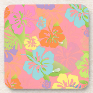 PixDezines Hibiskus/DIY-Hintergrund Getränkeuntersetzer