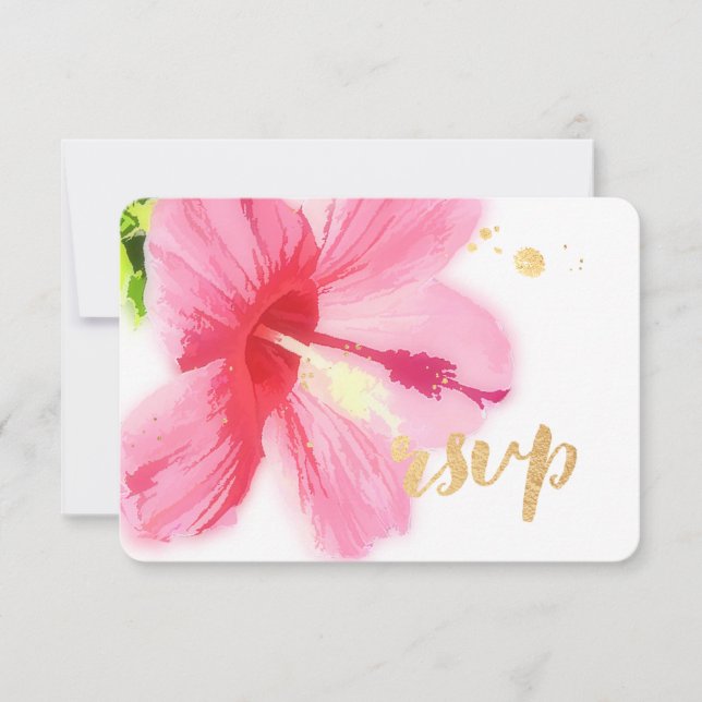 PixDezines Hibiskus/floral/uAwg RSVP Karte (Vorderseite)