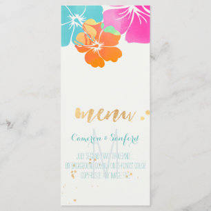 PixDezines Hibiskus Menü/Rosa/Blau/Orange Menükarte