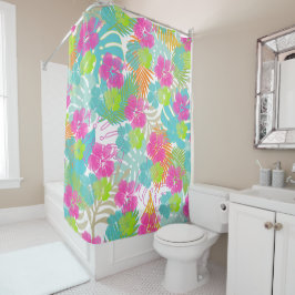 PixDezines Hibiskus/Regenwald/DIY Hintergrund Duschvorhang