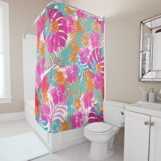 PixDezines Hibiskus/Regenwald/DIY Hintergrund Duschvorhang (Beispiel)