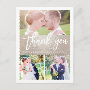 PixDezines Hochzeit Danke/Faux Silber/Schrift Postkarte