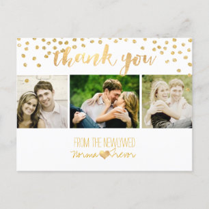 PixDezines Hochzeit Danke/gold Konfetti Postkarte