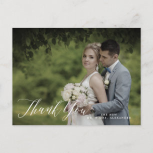 PixDezines Hochzeit Danke / stilvolle Kalligrafie Postkarte