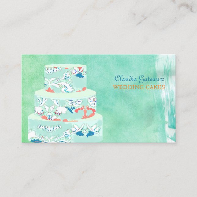 PixDezines Hochzeitskuchen/Aquarell wirkt Visitenkarte (Vorderseite)