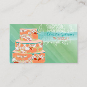 PixDezines Hochzeitskuchen/Aquarelleffekte Visitenkarte