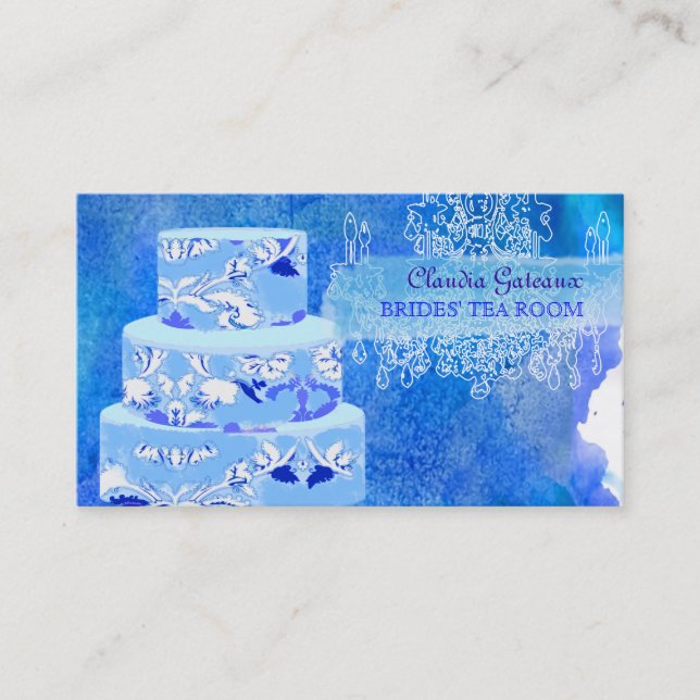 PixDezines Hochzeitskuchen/Aquarellkuchen Visitenkarte (Vorderseite)