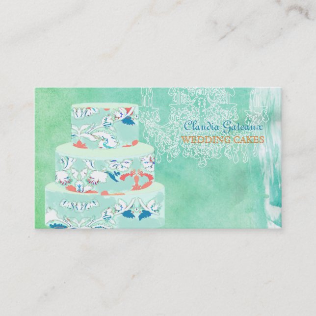 PixDezines Hochzeitskuchen/Aquarellkuchen Visitenkarte (Vorderseite)
