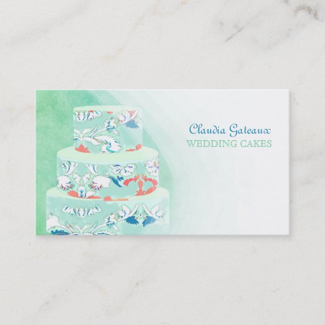 PixDezines Hochzeitskuchen/Aquarellkuchen Visitenkarte (Vorderseite)