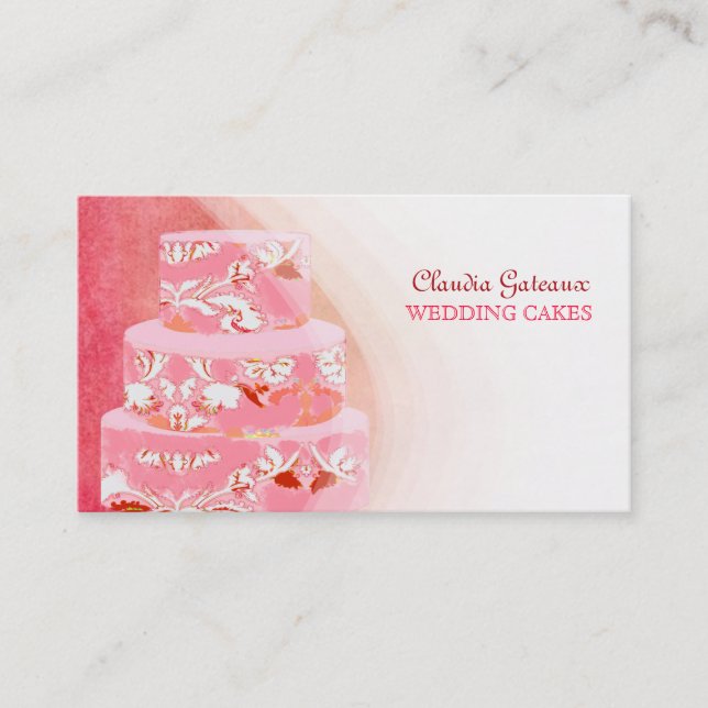 PixDezines Hochzeitskuchen/Aquarellkuchen Visitenkarte (Vorderseite)