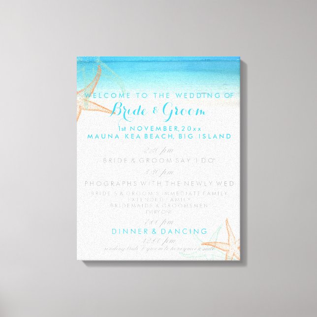 PixDezines Hochzeitsprogramm für den Strand Leinwanddruck (Vorderseite)