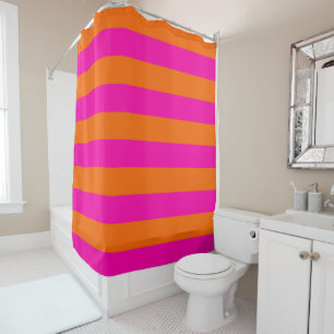 PixDezines Hot Pink/Orange/Streifen einstellbar Duschvorhang