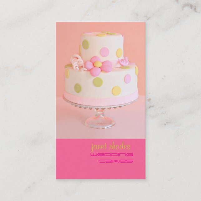 PixDezines Hübsch in rosa Hochzeitstorte Visitenkarte (Vorderseite)