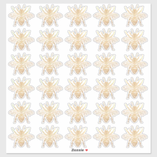 PixDezines Hummelbienen, Imitate Gold Aufkleber (Blatt)