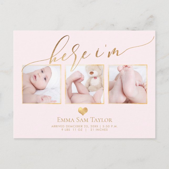 PixDezines Ici je suis Faire-part de naissance/Coe (Devant)