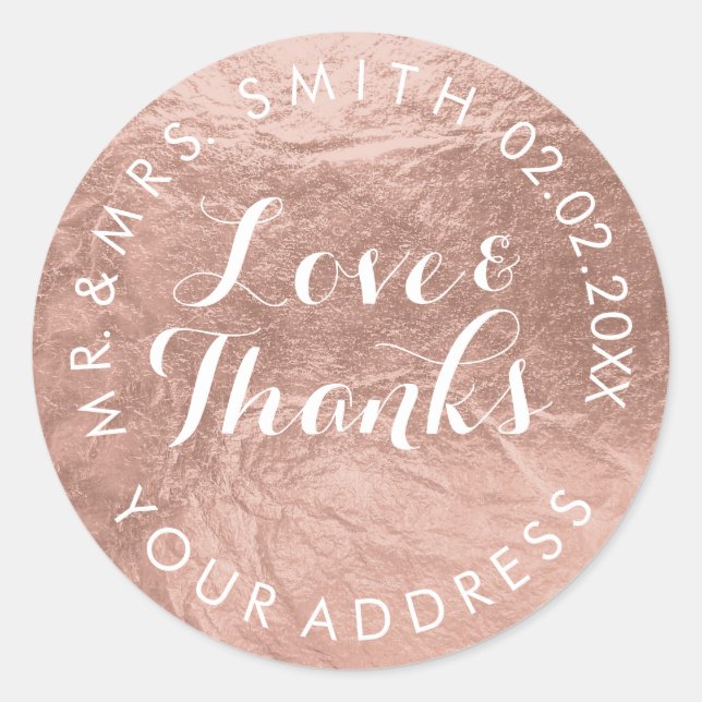 PixDezines Imitat-Folie/Rose Gold/Dank/DIY-Text Runder Aufkleber (Vorderseite)