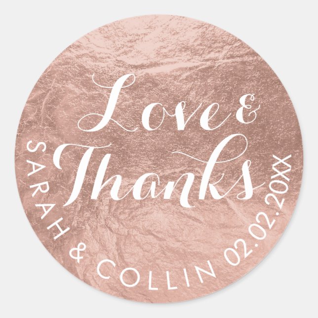 PixDezines Imitat-Folie/Rose Gold/Dank/DIY-Text Runder Aufkleber (Vorderseite)