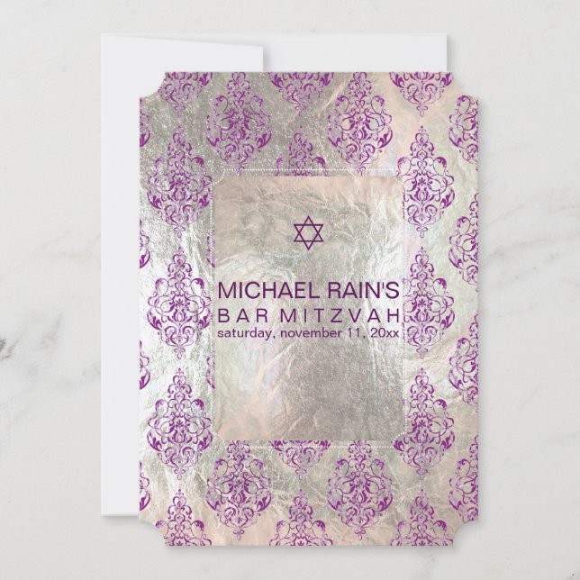 PixDezines-Imitat-Folie/Tunis-Damast Bar mitzvah Einladung (Vorderseite)