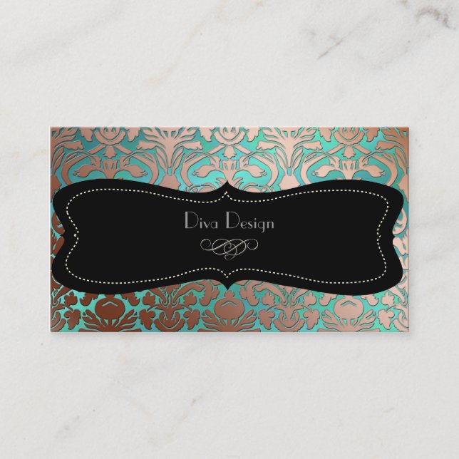 PixDezines-Imitat Kupferflora-Damast/Deichhintergr Visitenkarte (Vorderseite)
