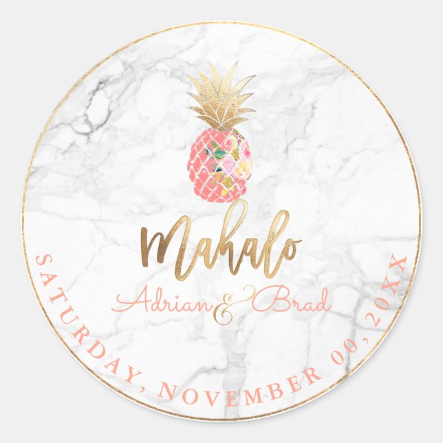 PixDezines Imitate Ananas/Pasty Orange/Marmor Runder Aufkleber (Vorderseite)