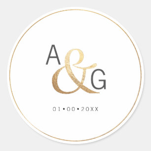 PixDezines Imitate Gold Ampersand Runder Aufkleber