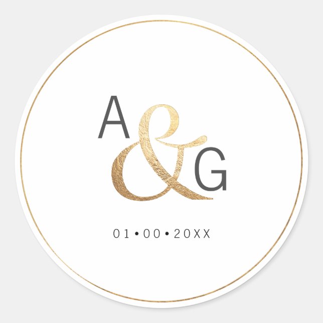 PixDezines Imitate Gold Ampersand Runder Aufkleber (Vorderseite)