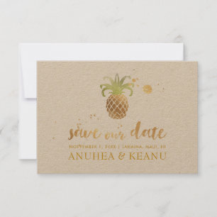PixDezines Imitate Gold Ananas Brushscript Schrift Save The Date