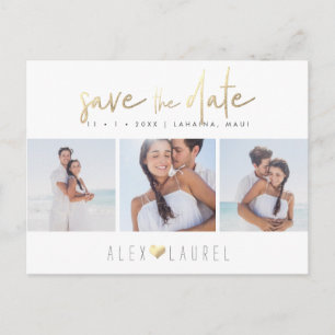 PixDezines Imitate Gold Chic Skript Save the Date Postkarte
