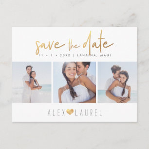 PixDezines Imitate Gold Chic Skript Save the Date Postkarte