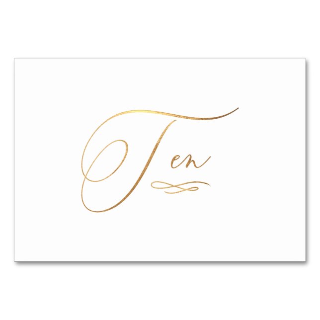 PixDezines Imitate Gold Romantische Kalligraphie 1 Tischnummer (Vorderseite)