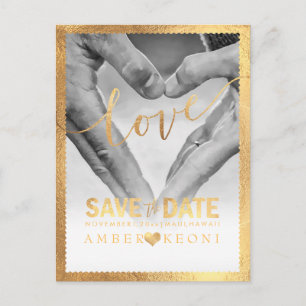 PixDezines Imitate Gold Save the Date/Herz Ankündigungspostkarte