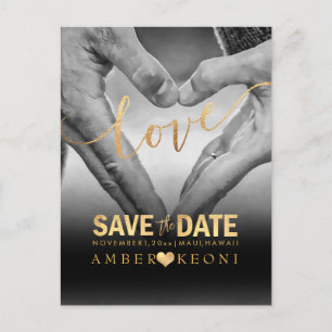 PixDezines Imitate Gold Save the Date/Herz Ankündigungspostkarte
