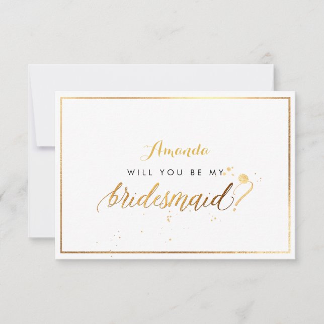 PixDezines Imitate Gold werden Sie meine Bridesmai Einladung (Vorderseite)