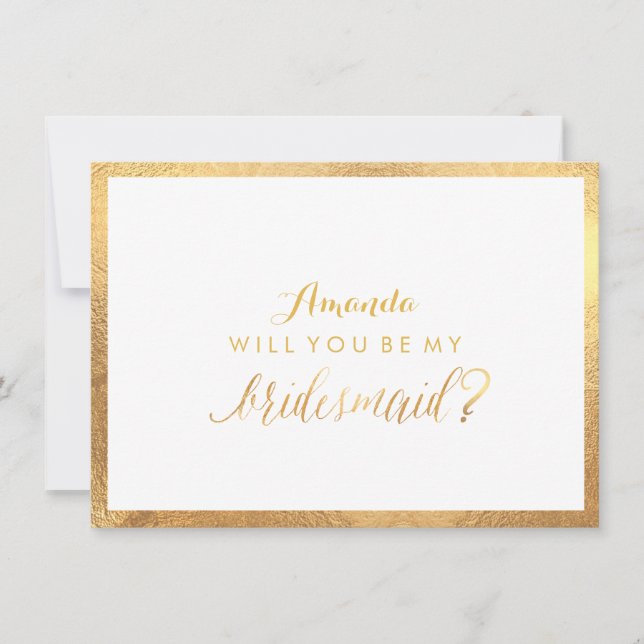 PixDezines Imitate Gold werden Sie meine Bridesmai Einladung (Vorderseite)