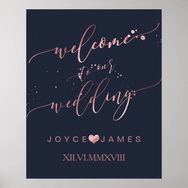 PixDezines IMITATE ROSE GOLD CALLIGRAPHIE/BEGRÜSSE Poster (Vorne)