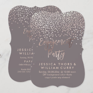 PixDezines Imitate Rose Gold Confetti Verlobung Einladung