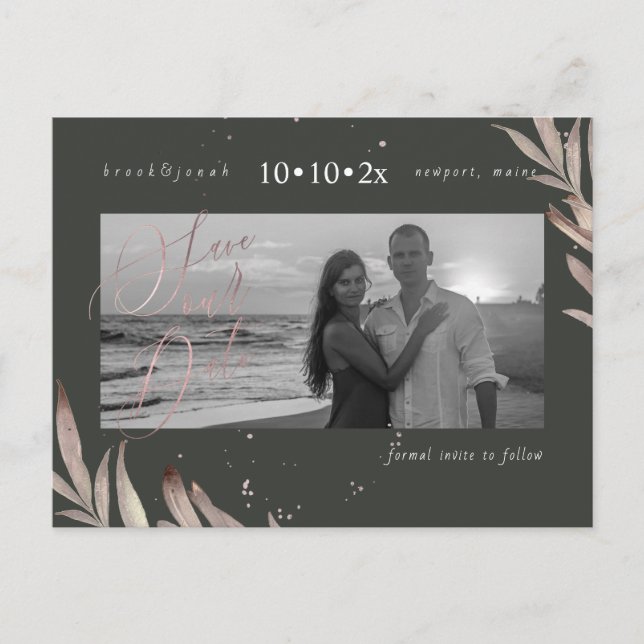 PixDezines Imitate Rose Gold Foliage Rettete unser Postkarte (Vorderseite)