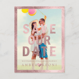 PixDezines Imitate Rose Gold Save the Date Ankündigungspostkarte