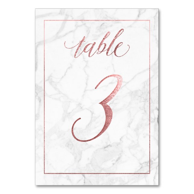 PixDezines Imitate Rose Gold/Tabelle 1+/Marmor Tischnummer (Vorderseite)