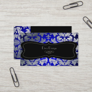 PixDezines Imitate Silberbarocke, blau/schwarz Visitenkarte