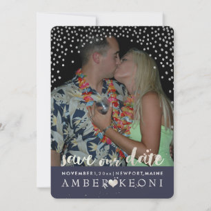 PixDezines Imitate Silver Confetti/Herz/Rett Datum Save The Date