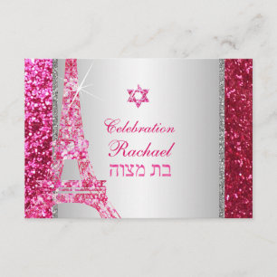 PixDezines Imitats Glitzer eiffel/mitzvah Feier Einladung