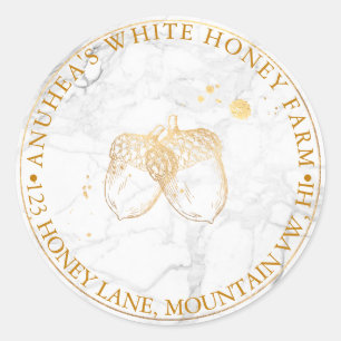 PixDezines IMITATS GOLD ACORNS+MARBLE Runder Aufkleber